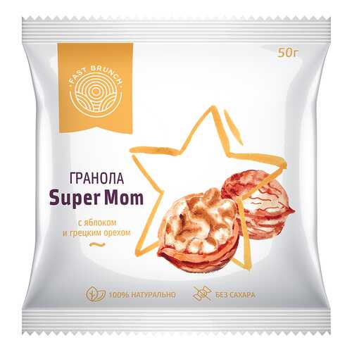 Гранола Fastbrunch SuperMom с яблоком и грецким орехом 3 саше в Светофор