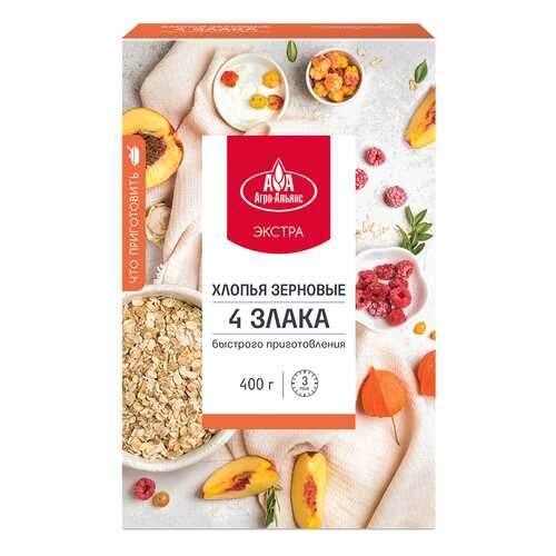 Хлопья Агро-Альянс Экстра 4 злака, 400 гр в Светофор