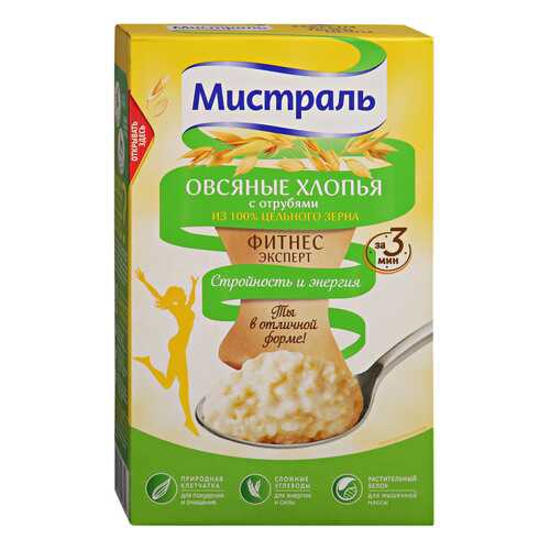 Хлопья Мистраль овсяные с отрубями 400г в Светофор
