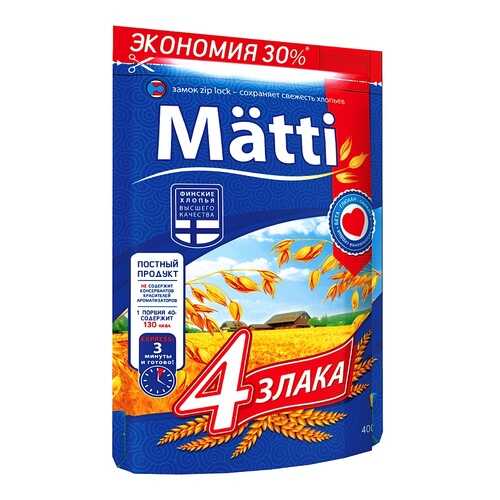 Каша Matti 4 злака быстрого приготовления 400 г в Светофор