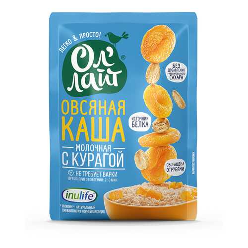 Каша Ол Лайт Овсяная молочная с курагой 40г в Светофор