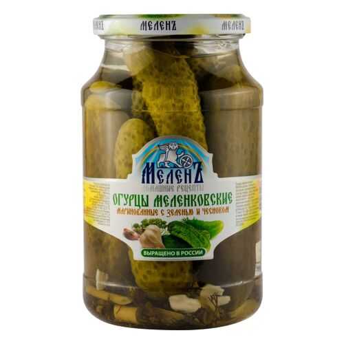 Огурцы маринованные МеленЪ с зеленью и чесноком 900 г в Светофор