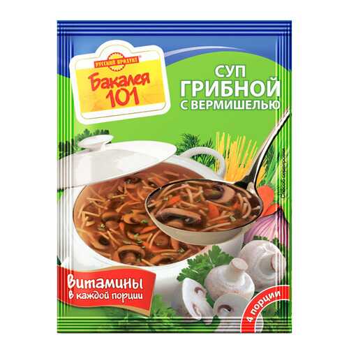 Суп Бакалея 101 Русский Продукт грибной с вермишелью 60 г в Светофор