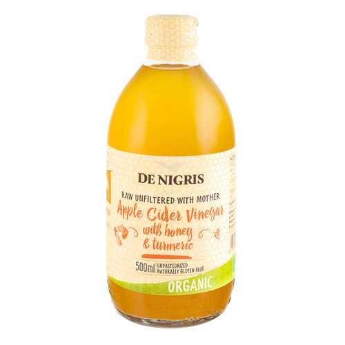 Уксус De Nigris Organic яблочный с медом и куркумой нефильтрованный 500 мл в Светофор
