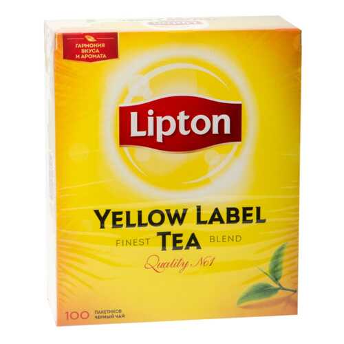 Чай черный Lipton yellow label tea 100 пакетиков в Светофор