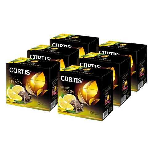 Чай Curtis Sunny Lemon, чёрный с добавками, 20 пирамидок х 6 упаковок в Светофор