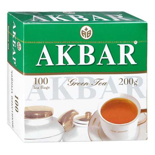 Чай зеленый Akbar green китайский 100 пакетиков в Светофор
