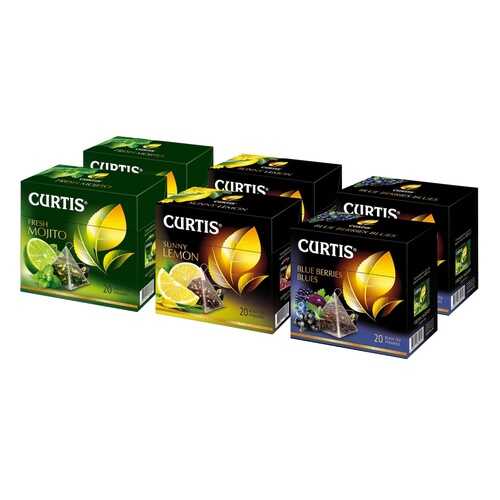 Набор чая Curtis Fresh Mojito, Sunny Lemon, Blue berries blues ассорти 6*20 пирамидок в Светофор