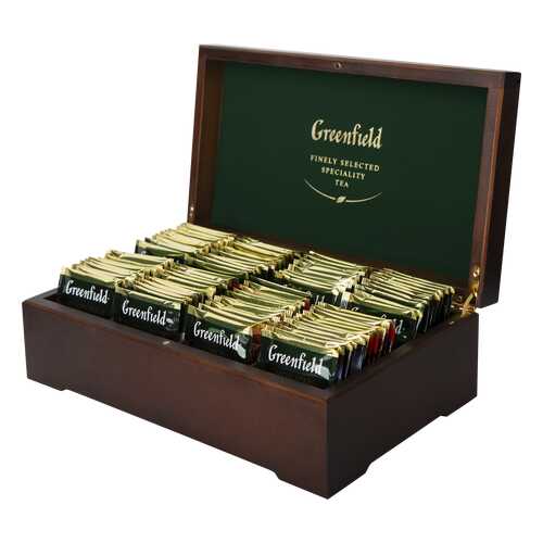 Подарочный набор Greenfield в деревянной шкатулке 8 видов 98 пакетиков в Светофор