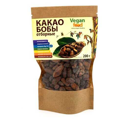 Какао бобы Vegan Food сырые отборные 200 г в Светофор