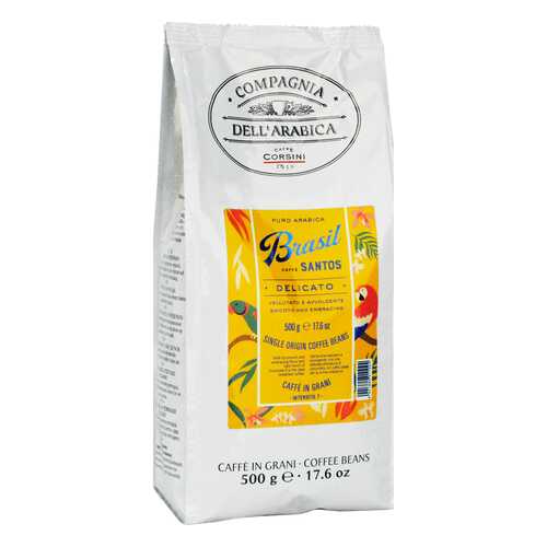 Кофе в зернах Dell'Arabica puro arabica Brasil Santos 500 г в Светофор