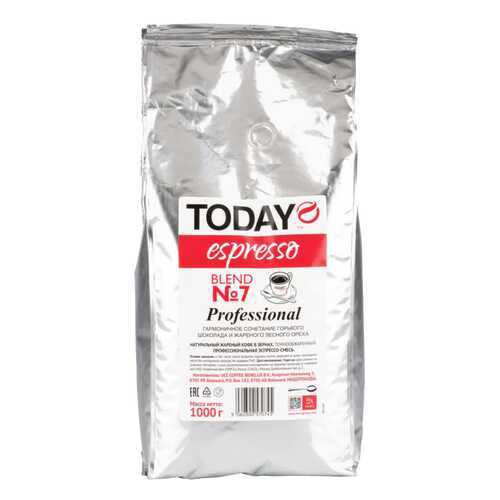 Кофе в зернах Today еspresso рrofessional вlend №7 1000 г в Светофор