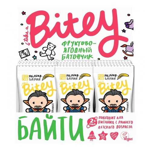 Батончик Фруктово-ягодный Bitey Яблоко-Банан 30 штук 25гр в Светофор