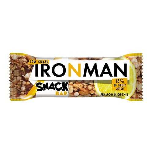 Батончик Snack Bar Ironman лимон, орехи и темная глазурь без сахара 40 г в Светофор