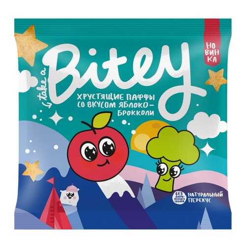 Экструдированные мультизлаковые фигурки Take a Bitey Паффы со вкусом Яблоко-Брокколи 20 г в Светофор