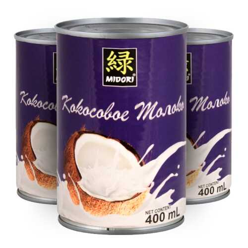 Кокосовое молоко MIDORI 18% 3х400 мл набор в Светофор