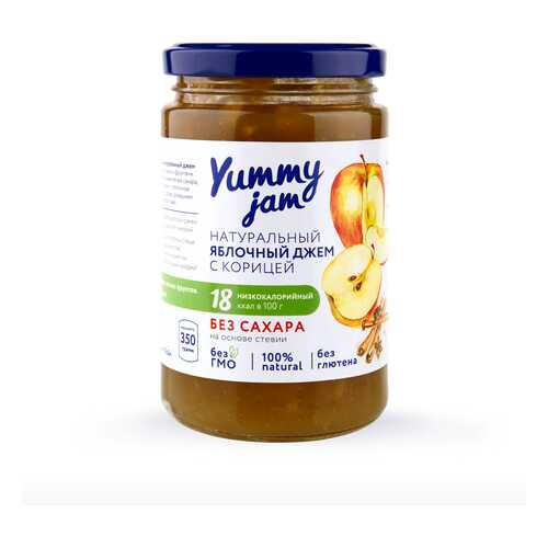 Джем Yummy jam яблочный с корицей без сахара 350 г в Светофор