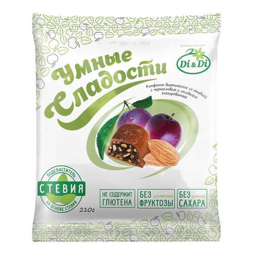 Конфеты со стевией Умные сладости с черносливом и миндалем глазированные 210 г в Светофор