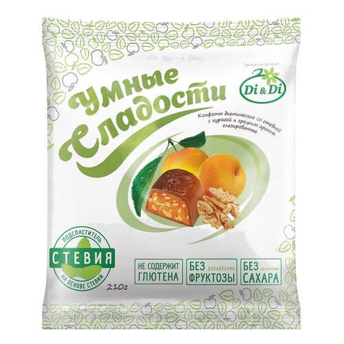 Конфеты со стевией Умные сладости с курагой и грецким орехом глазированные 210 г в Светофор