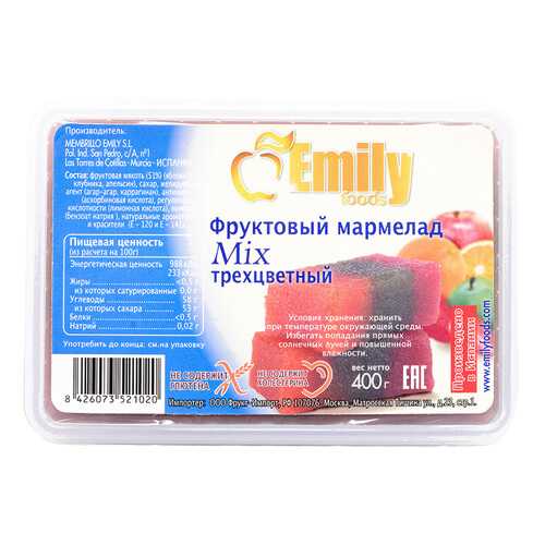 Мармелад Emily foods mix фруктовый трехцветный 400 г в Светофор