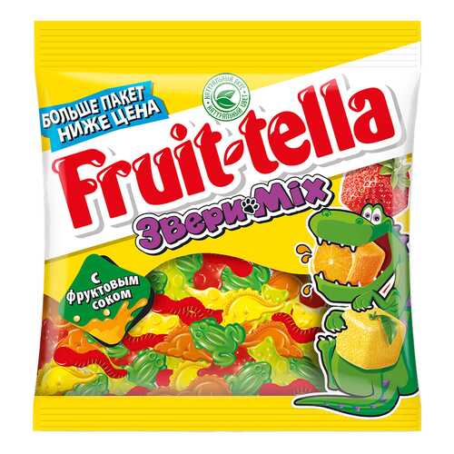 Мармелад Fruit-tella звери mix жевательный с натуральным фруктовым соком 150 г в Светофор