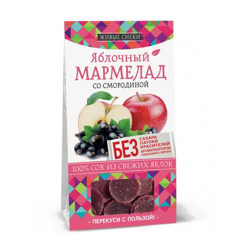 Мармелад яблочный Живые снеки со смородиной 90 г в Светофор