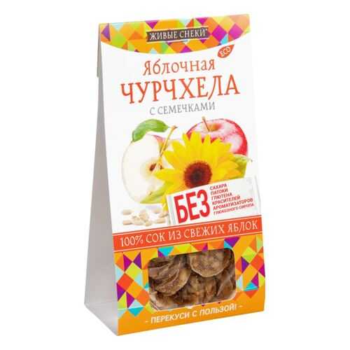 Чурчхела яблочная Живые снеки с семечками 90 г в Светофор