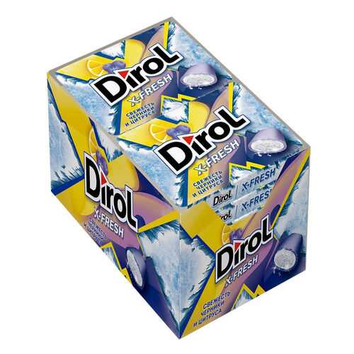 Жевательная резинка Dirol X-Fresh свежесть черники и цитруса без сахара 12 пачек по 16 г в Светофор