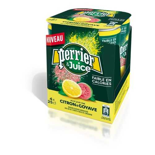 Вода минеральная газированная Perrier со вкусом лимон-гуава 4 шт по 0.25 л в Светофор